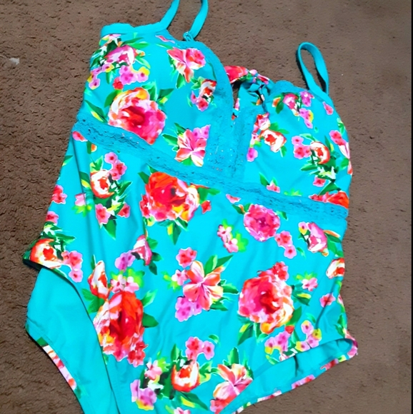 Time and Tru Other - 💕 Turquoise plus size swim suit 24w